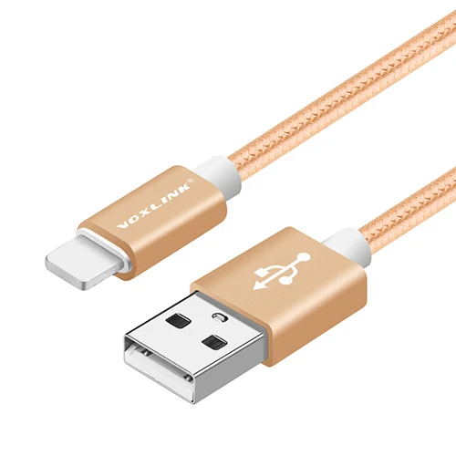 VOXLINK 8-контактный USB кабель 10 Упаковка нейлоновые плетеные кабели для зарядки USB зарядное устройство Шнур для iPhone X XS XR 8 7 6 Plus, 6S Plus, 5S, iPad - Цвет: Gold