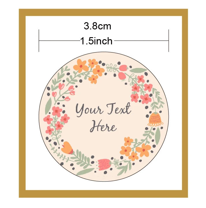 1.5inch Floral wreath vector background wedding thank you sticker with personalized texts custom |