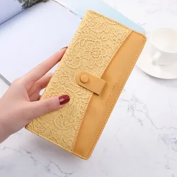 Women's Wallet Pu Leather Lace Printing Long Female Zipper Buckle Multi-card Coin Purses High Quality Ladies Holder Phone Bag