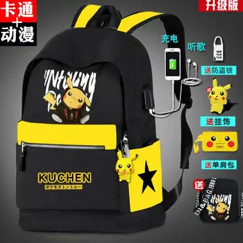 

Pokemon Cartoon Schoolbag For Teenagers Boy Girls Luminous Animation USB Charge Backpack School Backpack Kids Waterproof Mochila