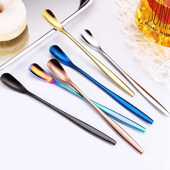 

Hot sale 1PC Long Handle Stainless Steel Tea Coffee Spoons Ice Cream 15cm 17cm