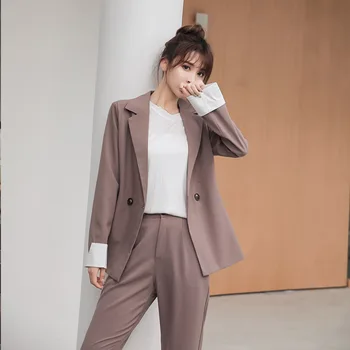 

woman suits lady suit office new temperament commute loose OL professional suit two-piece casual lady suit pants suit