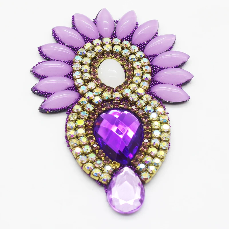 Light purple 1 шт./лот, стразы с блестящими кристаллами, аппликация в форме цветка, акриловая лента, аппликация для пришивных ремней с плоским основанием, украшение для обуви - Цвет: Light purple