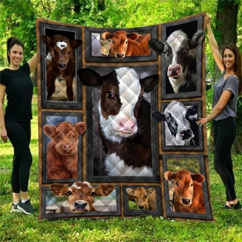 

Farm Cattle Printed Home Sofa Cover Quilt Queen Size For Kids Adult Warm Blankets For Beds Soft Sofa Outdoor Camping Quilt