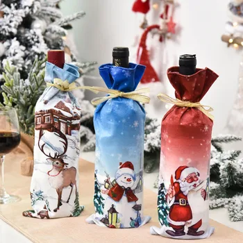 

Christmas Wine Bottle Cover Bags Santa Claus Wine Bottle Cover Gift Bag Christmas Dinner Party Xmas Table Decor Merry Christmas