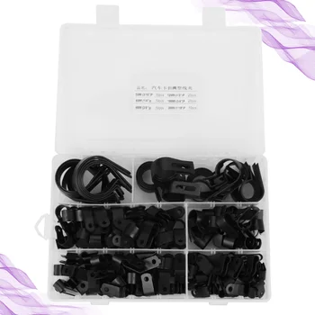 

200Pcs Nylon Plastic P/R Type Wire Clamp Cable Conduit Clamp Car Buckle Nylon Wire Clamp (Black White)