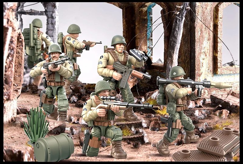 6Pcs World War 2 Soldiers City Military Army WW2 Action Figures 1 