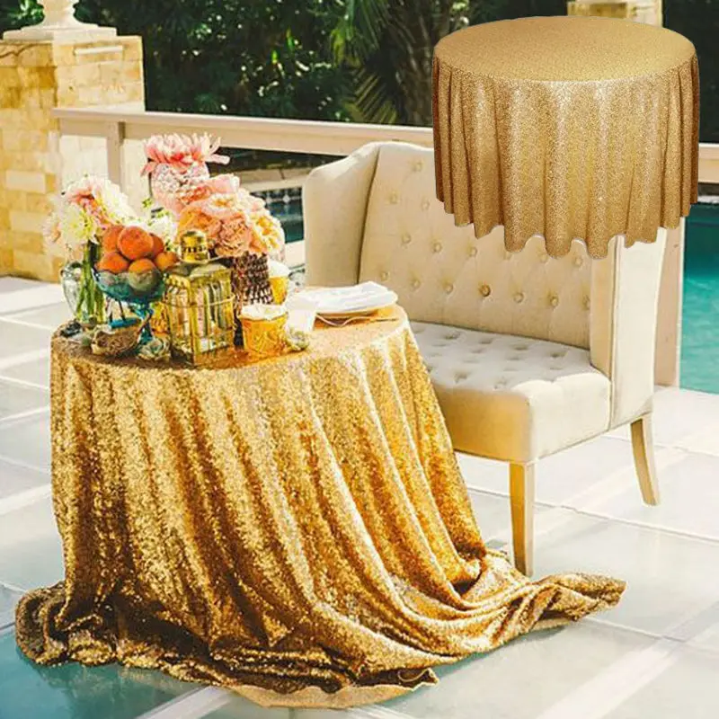 Блестящая золотая/серебряная 100x150 см Гламурная скатерть с блестками/ткань для свадебного торжества, украшения стола