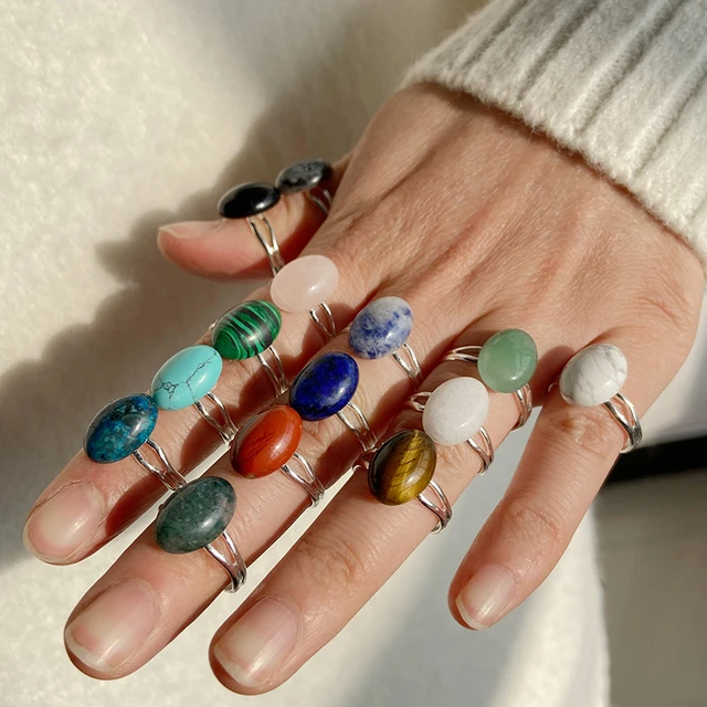 Amazon.com: COLORFUL BLING Raw Healing Crystal Natural Stone Ring Statement  Copper Wire Wrapped Irregular Crystal Gemstone Adjustalble Ring Jewelry for  Women Girls (4 Pcs Set): Clothing, Shoes & Jewelry