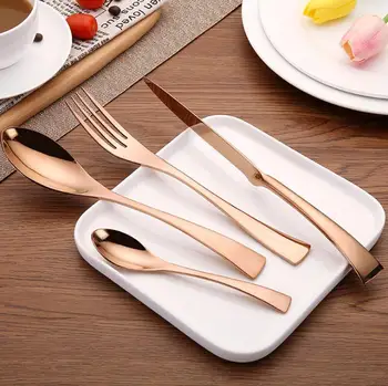 

4 Piece/Set Rose Gold Stainless Steel Dinnerware Sets Tableware Knife Fork Teaspoon Cutlery Set Tableware Set SN3403