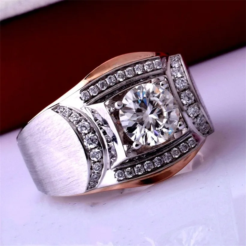 

Real Solid 100% 925 Sterling silver Wedding Ring Luxury 6mm Round cut Diamond Rings for Men Jewelry