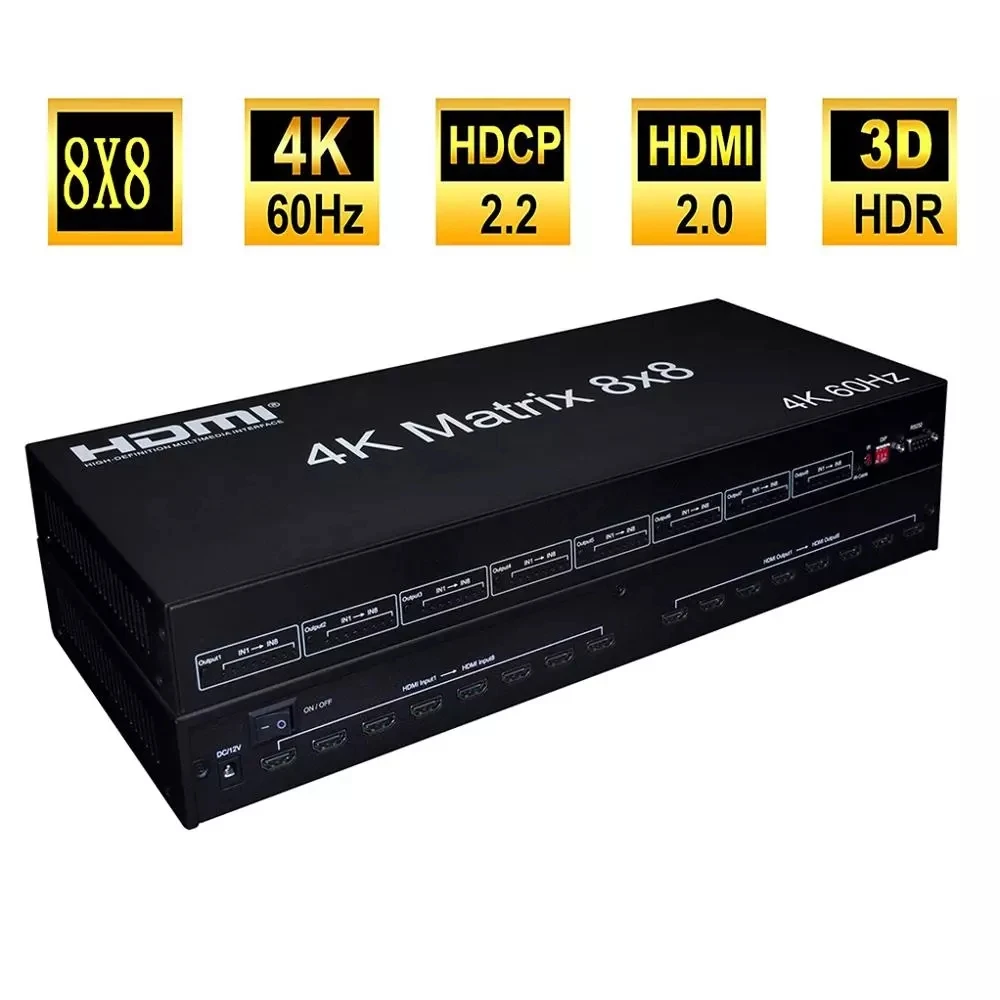 US $568.80 4K 60hz 8x8 HDMICompatible Matrix 4x4 Matrix 1080p Audio Video Converter Switch Splitter For PS4 Laptop PC To 8 Display Monitor