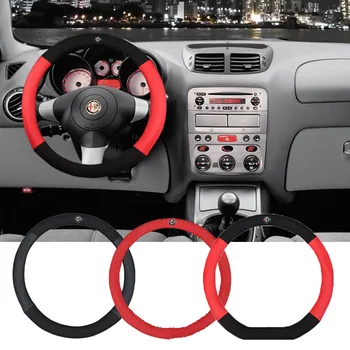 

For alfa romeo 159 147 156 giulietta 147 159 mito stelvio Giulia 38cm Turn Fur Leather Car steering wheel cover Sport Racing