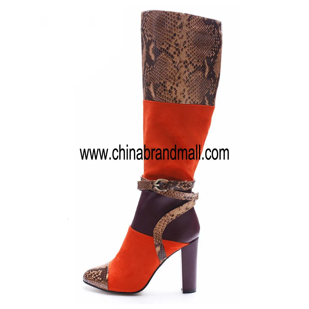 

Brand Western Cowboy High Heels Motorcycle Boots Gladiator Shoes Women Knee High Women Long Boot Bukle Thick Heels Shoes Women