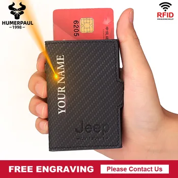 

Carbon Fiber RFID Blocking Men's Credit Card Holder Leather Bank Card Wallet Case Cardholder Protection Purse For Women