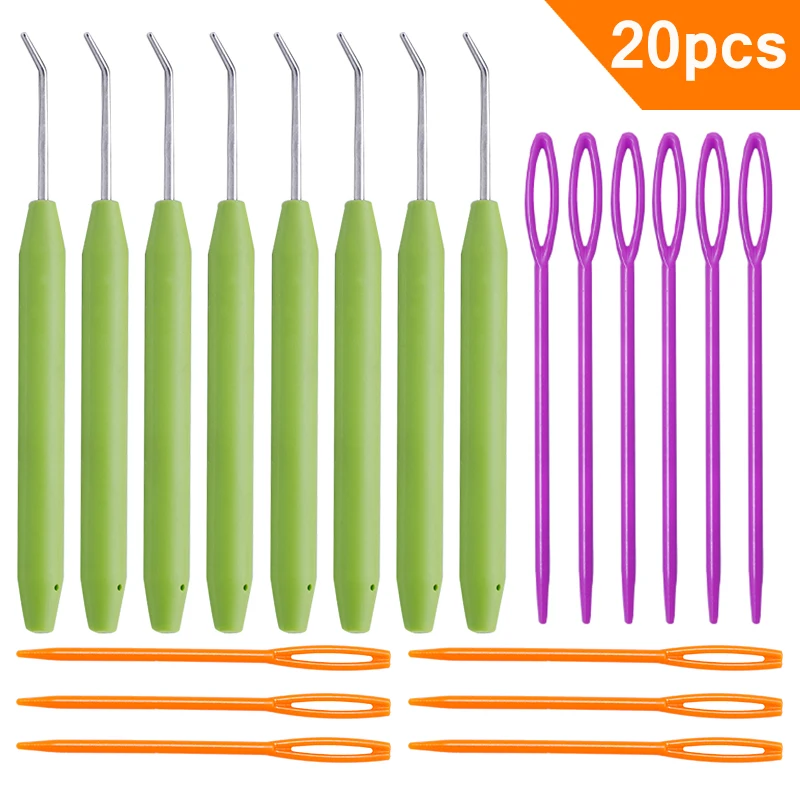 RORGETO 24pcs/Set 12.5cm Bending Crochet Hooks Plastic Knitting Needles  Hook Wool Yarn Needle DIY Tools Sewing Crochet Accessory