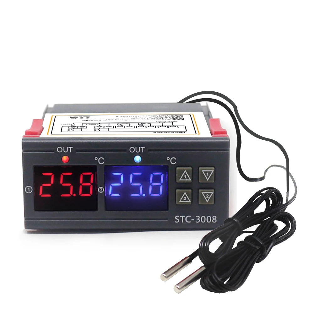 Temperature Controllers,12-24V Universal STC-1000 Digital Temperature Controller Thermostat w/Sensor AC for Indoor Brewing Incubator Heating Cooling Regulator Temperature Controllers,12-24V Universal STC-1000 Digital Temperature Controller Thermostat w/Sensor AC for Indoor Brewing Incubator Heating Cooling Regulator