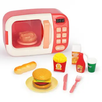 

Microwave Oven Toy Oven Play House Cooking Kitchen Set Electric Timing Simulation Kitchenware For Children Pretend Play Toys