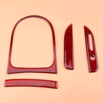 

New 4pc Car Red Carbon Fiber Gear Shift Box Panel Trim Cover Fit For Ford Mustang 2015 2016 2017 2018 2019