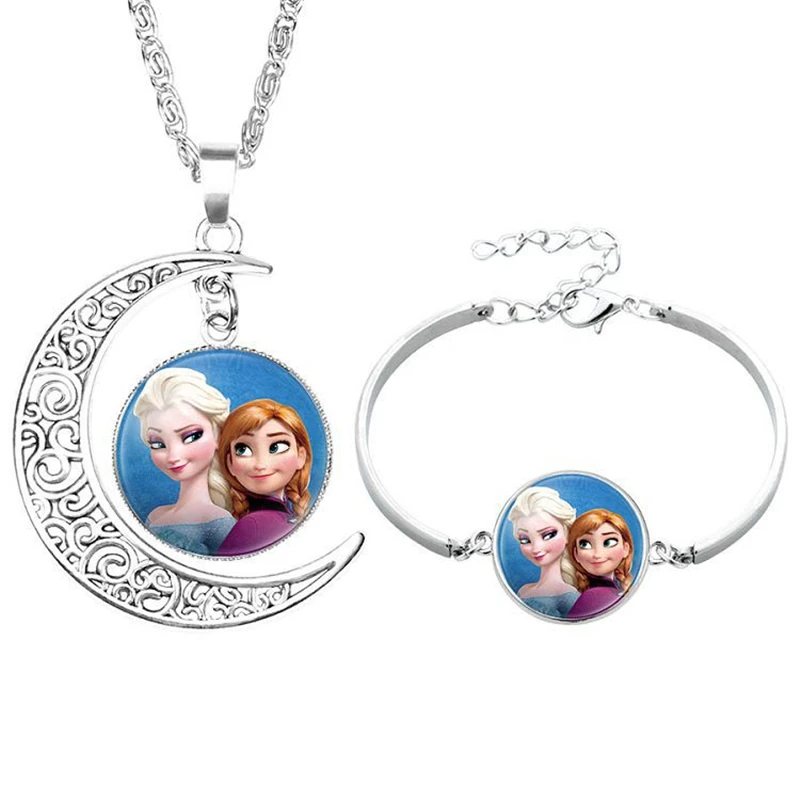 2 шт./лот Disney Мультфильм Замороженные дети ожерелье + браслет Эльза лук кукла