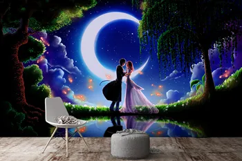 

[Self-Adhesive] 3D Lovers Under The Moon 121 Japan Anime Wall Paper mural Wall Print Decal Wall Murals Belly