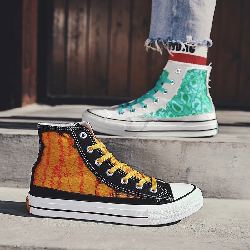 

Hight-top Canvas Shoes Men's 2019 Spring And Autumn New Style Shoe Men's Trendy Shoes Casual Board Shoes High State Cloth Shoes
