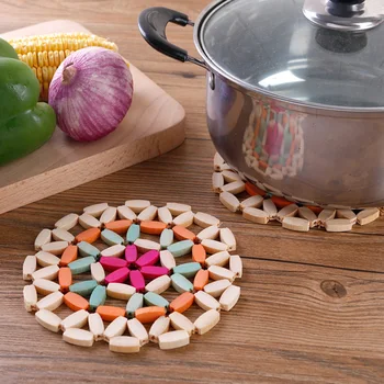 

Feiqiong New Brand Bamboo Coaster 2019 Flower Shape Pot Insulation Tableware Pad Plate Bowl Mat Table Pad Kitchen Accessories