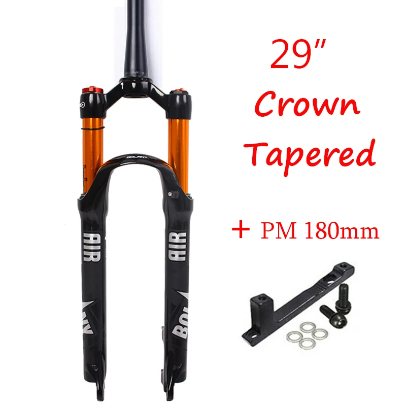 29 Tapered-Top cap Амортизационная вилка для MTB велосипеда 26/27. 5/2" дисковый тормоз 100 мм для путешествий QR велосипедные воздушные вилки прямые/конические вилка для горного велосипеда - Цвет: 29 Tapered-Top cap