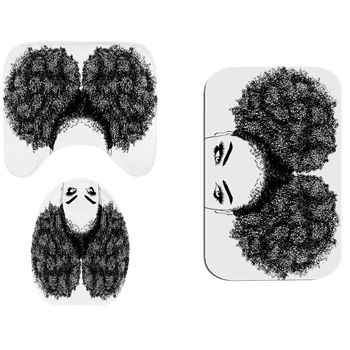 

3pcs/set South Africa Figure Print Non Slip Toilet Cover Set Bath Mat + Contour Rug + Lid Cover for Bathroom