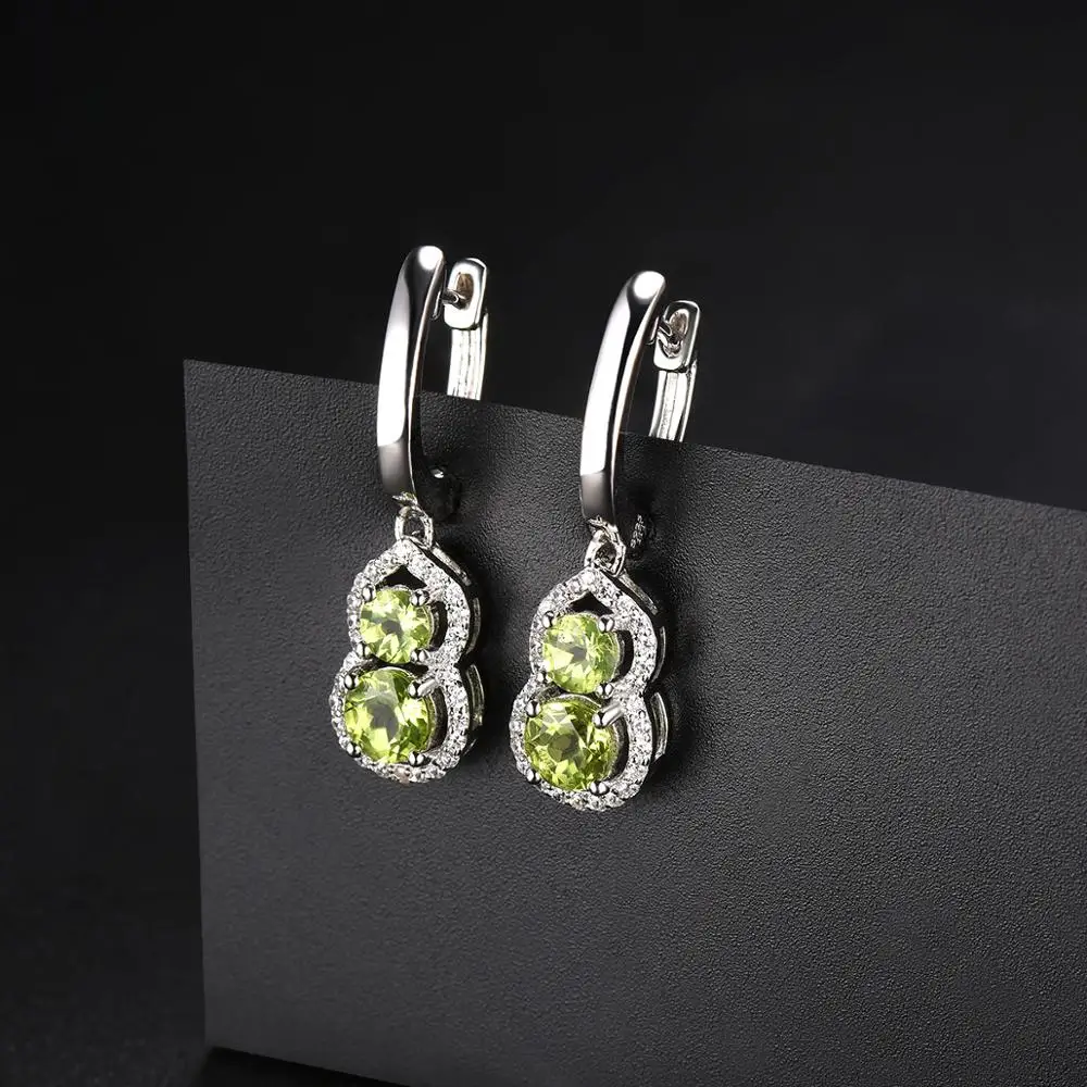 Hutang женские серьги-капли 1.73ct натуральный Перидот Твердые стерлингового серебра 925 пробы тонкий элегантный кубический цирконий зеленый ювелирные изделия для подарка