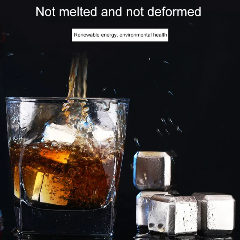 

Stainless Steel Ice Cubes 4/6/8 PCS Quick-Frozen Ice Cube Granule 304 Whisky Stones Bar Wine Reusable Bar Supplies Wine Tool