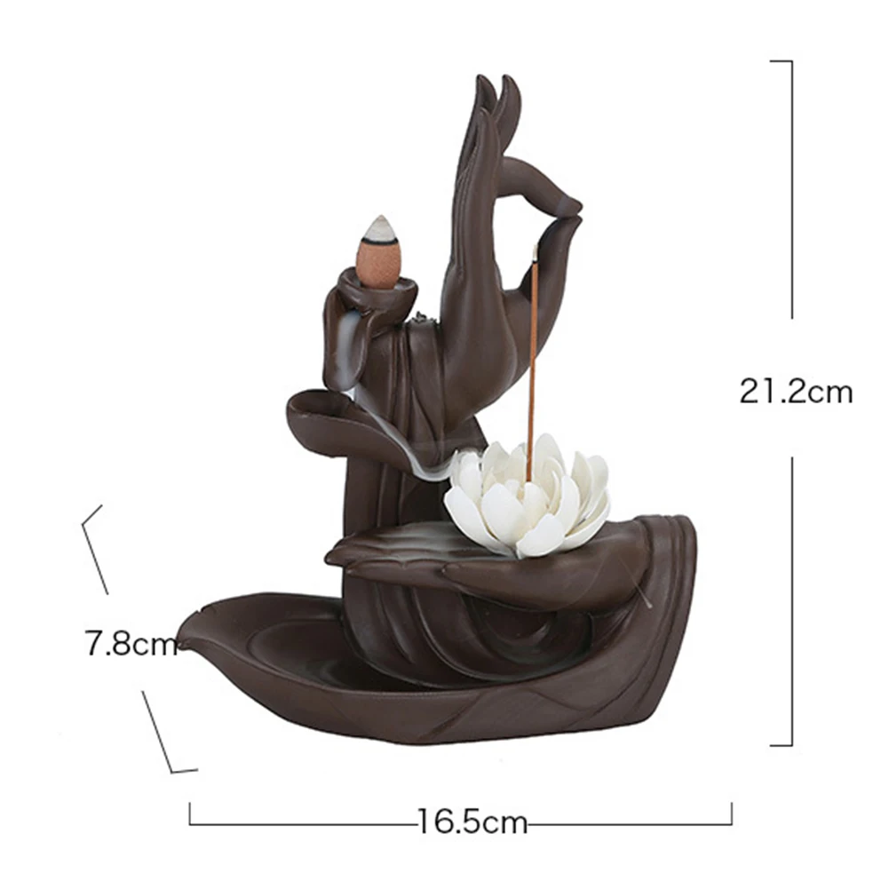 Керамический обратный поток Будды руки лотоса ладан держатель горелок курильница украшение дома