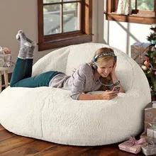 Высокое качество овечья кожа бархат Beanbag кровати ленивое сиденье компьютерное кресло мебель для гостиной диван стулья 2 размера