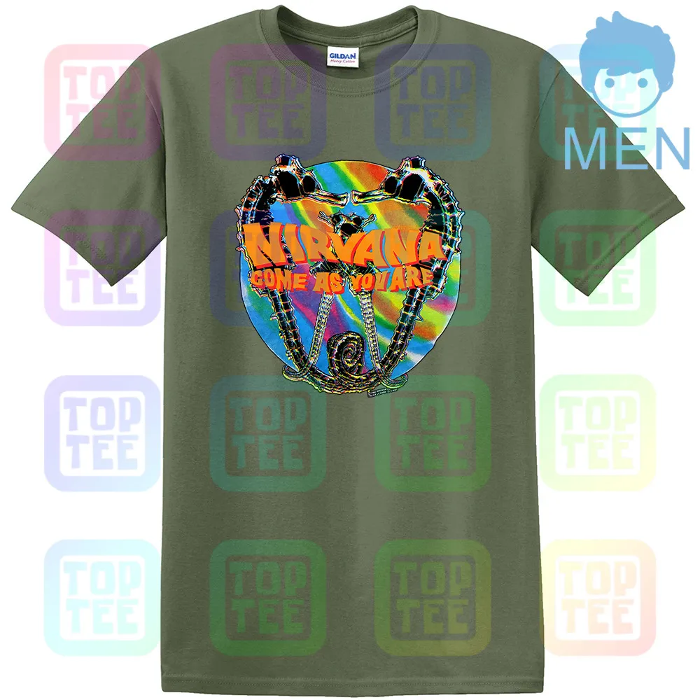 Винтажная рубашка Nirvana, как ты, '92 Seahorses, аутентичный размер, S-2XL, перепринт - Цвет: MEN-ARMY GREEN