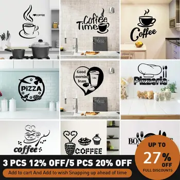 Home Kitchen Wall Sticker For Restaurant Decor Pizza Coffee House Decoration Vinyl Waterproof Wall Art Murals Stickers