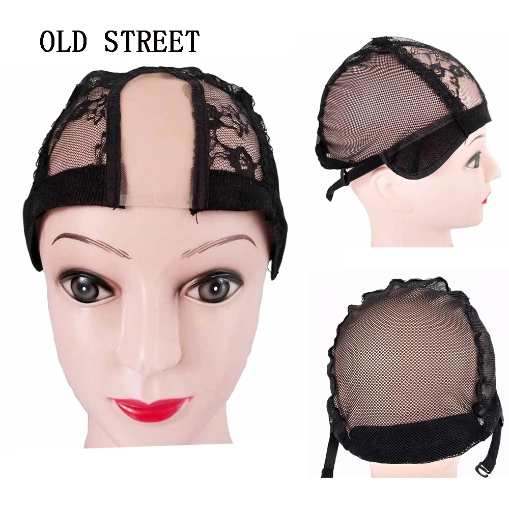 

U-part Top Bonnet Wig Making Adjustable Lace Front Black Wig Cap For Making Wigs Weave Cap Elastic In Hairnet