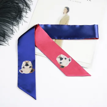 

34 Inch Women's 100% Silk Scarf Fashion Satin Skinny Scarfs Luxury Brand Floral Scarves Bandana Headbands Hair Bands for Women