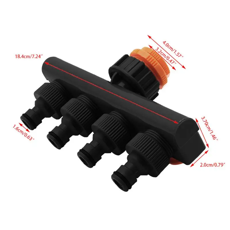 Garden Water Tap Splitter Adaptor Quick Thread Hose Pipe Connector Adapter 4 Way E65B