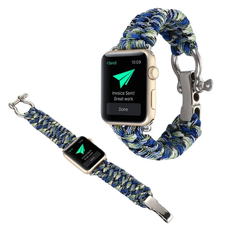 Плетеный веревочный ремешок для apple watch 4 ремешка 44 мм 40 iwatch 42 38 браслет ремень часы