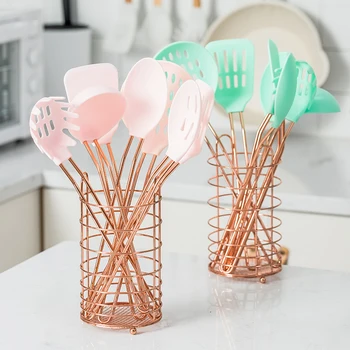 

8PCS Silicone Cooking Utensils Set Stainless Steel Handle Non-stick Spatula Cookware Set Hangable With Storage Box Kitchen Tools