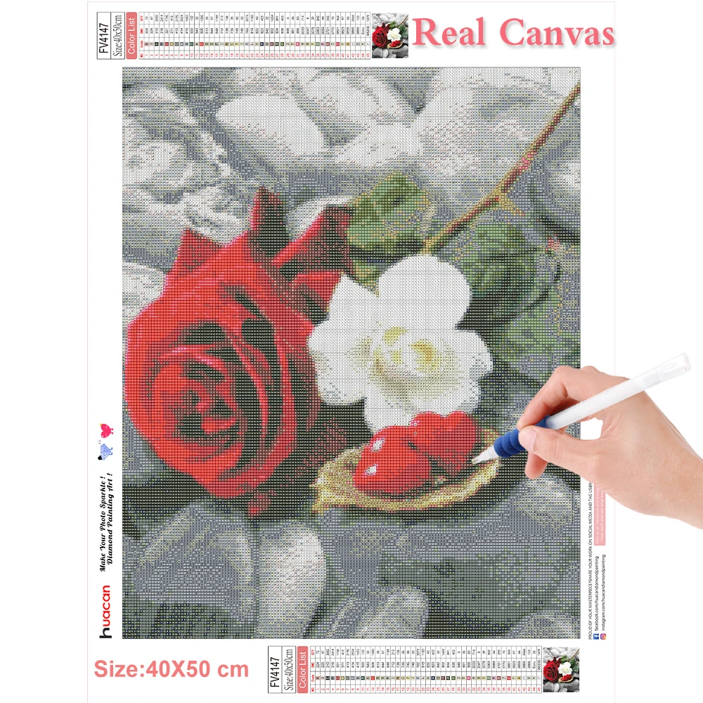 Huacan Алмазная мозаика Цветы Стразы картины Кристальное c вышивкой Роза и алмазная