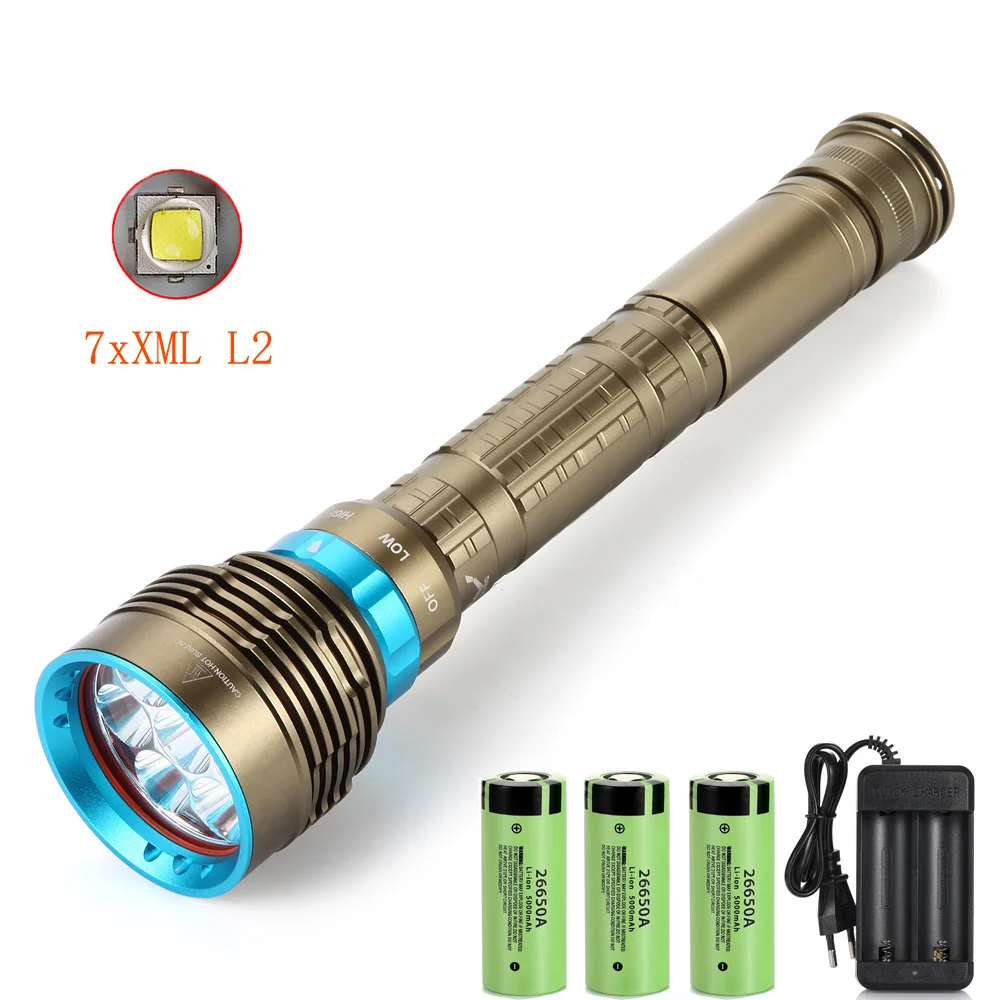  New LED Diving flashlight 7 x XM-L2 7000LM Flashlight Underwater 100M Waterproof Lamp Torch & 3x266 - 4000167541295