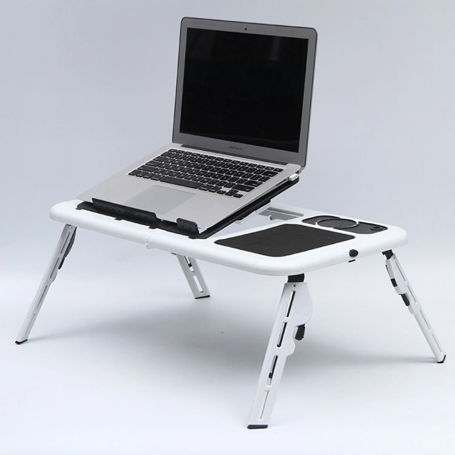 Bandeja de Cama Suporte de Mesa Estação de Trabalho com 2 Besegad Dobrável Ajustável Mesa Portátil Usb Notebook pc Ventiladores Laptop Suporte Vertical - Imagem 2