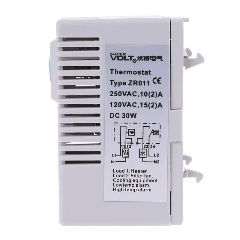 Adjustable Temperature Controller Switch Dual Thermostat Connecting Heater Fan for Cabinet 0-60 Degree