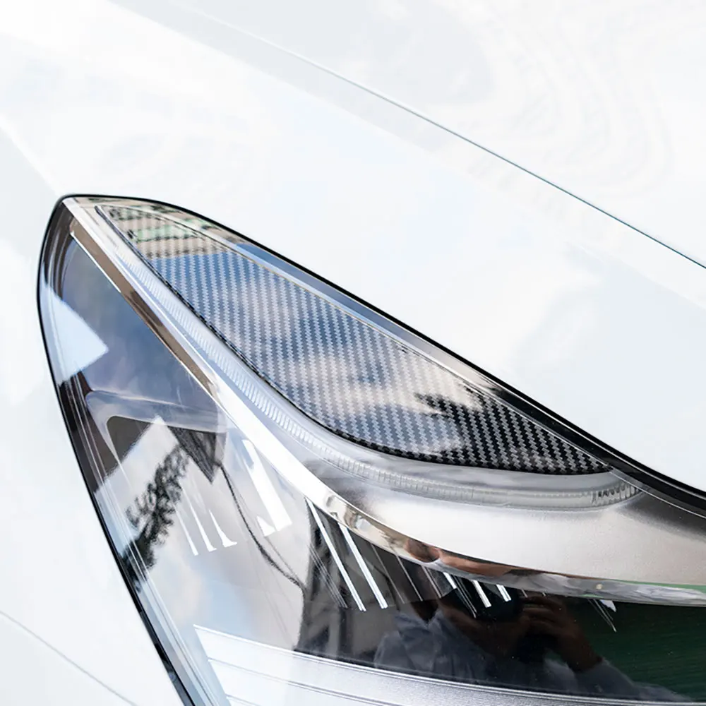 Для Tesla модель 3 18-20 углеродное волокно узор передняя фара веки отделка брови наклейки 2 шт