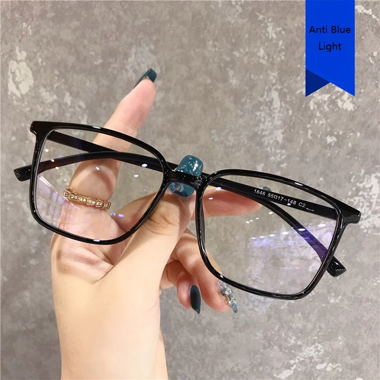 

Anti Blue Light Blocking Computer Plasitc Square Black Glasses Frame Men Women Fatigue Eyeglasses Clear Lens Gaming Eyewear