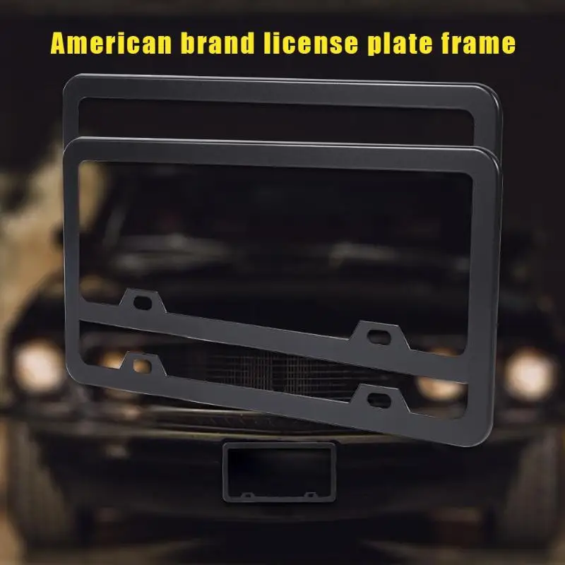 2pcs Stainless Steel Metal License Plate Frames 2 Holes US Car Tag Covers Holders with Screw Caps Car Auto License Plate Frames
