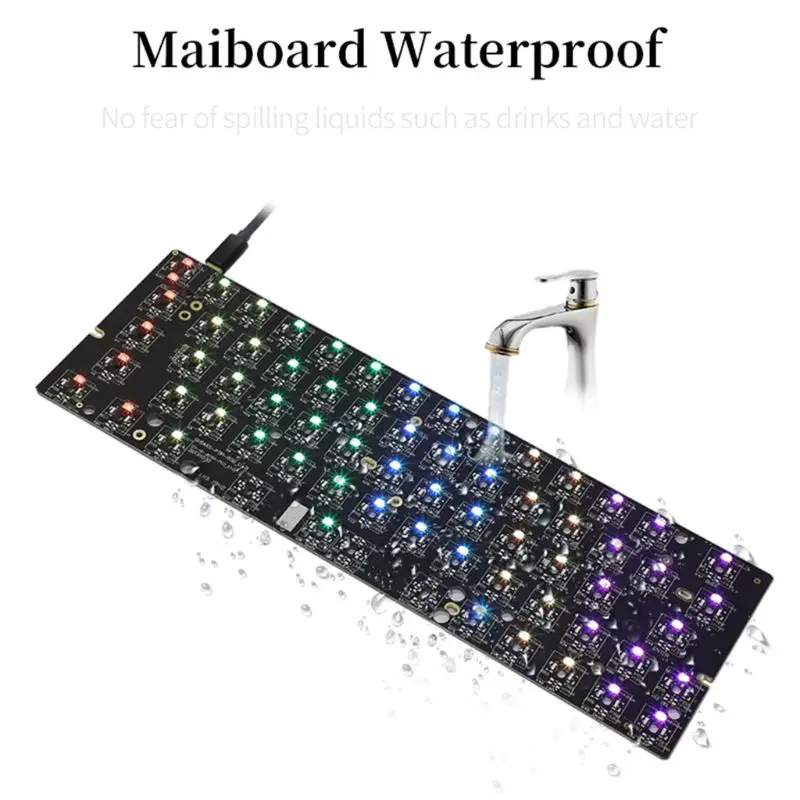RGB LED Backlit Wired Mechanical Keyboard,Portable Compact Waterproof Mini Gaming Keyboard 61 PBT Keycaps Gateron Switcs