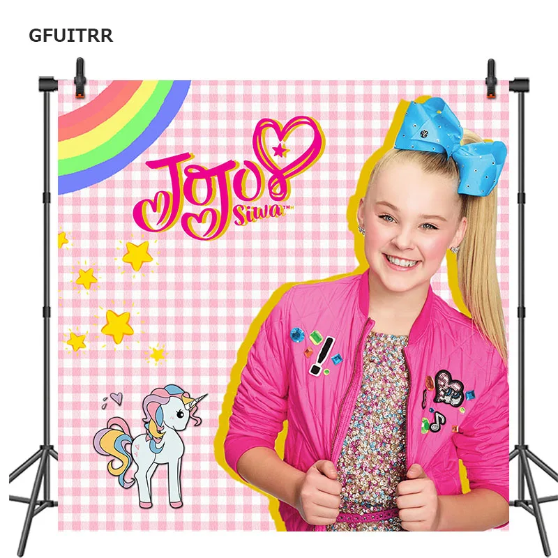 GFUITRR Jojo Siwa фотография фон для девочек день рождения Радуга Единорог розовый фото