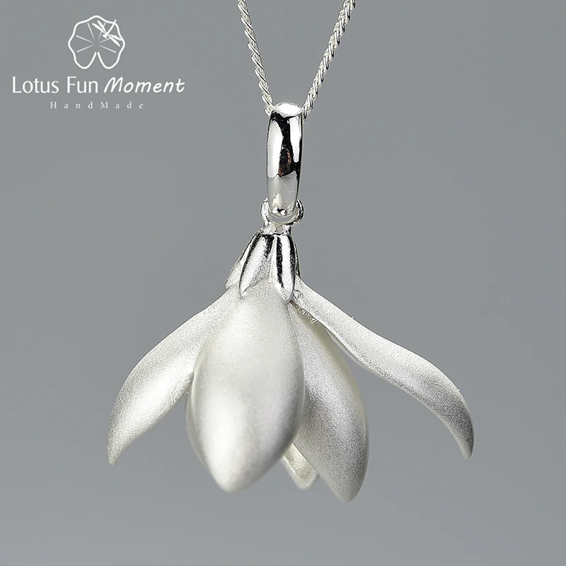 

Женский кулон без цепочки Lotus Fun, изящный кулон в виде цветка магнолии из серебра 925 пробы, ручная работа, подарок